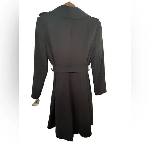 Lilian by Debenhams Black Belted Coat / Trench-Style Jacket – Tailored – Heavy - Picture 2 of 11